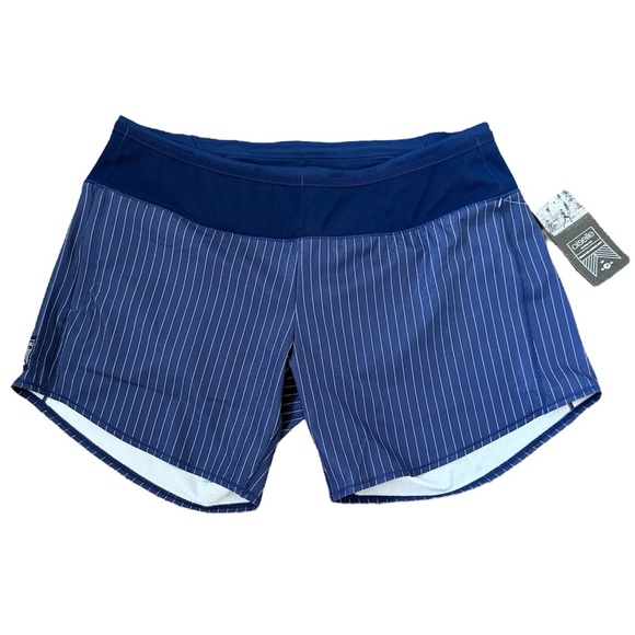 Oiselle Long Toolbelt 6” Roga Shorts - Size 10 - Grounded Pinstripe - NWT - Picture 1 of 9